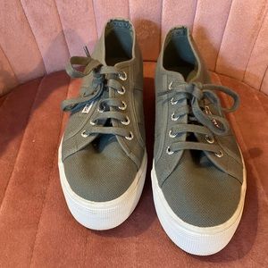 SUPERGA 2790 DARK GREY CANVAS PLATFORM SNEAKERS SIZE 38 or Womens size 7